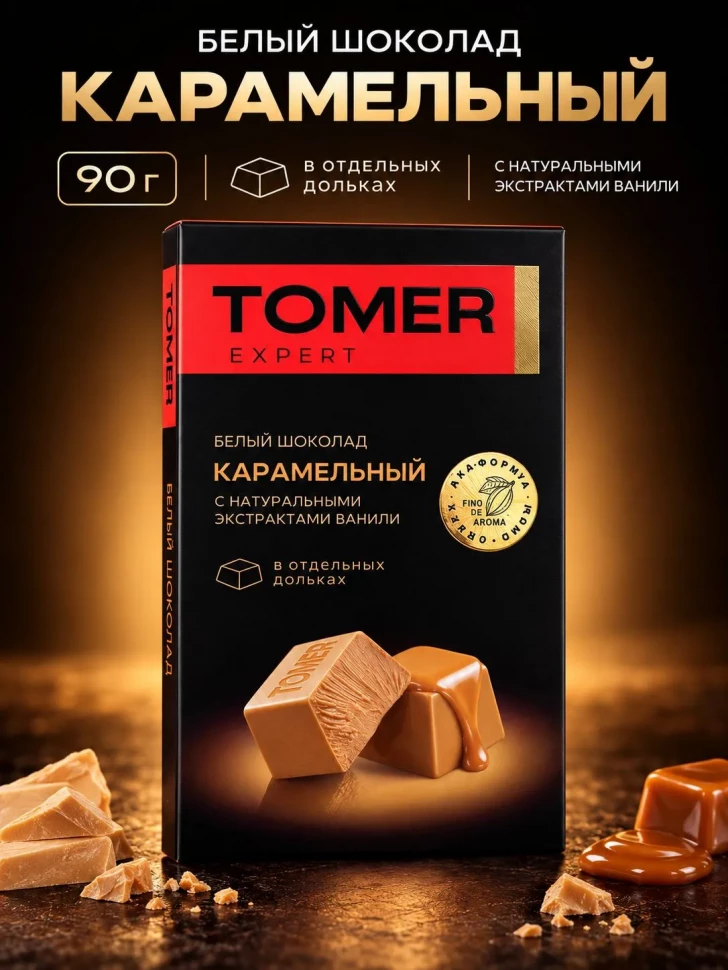  Фабрика Томер  Белый шоколад КАРАМЕЛЬНЫЙ, 90г  в Туймазы