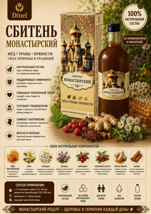 №2 Сбитень Монастырский, 250мл  в Туймазы